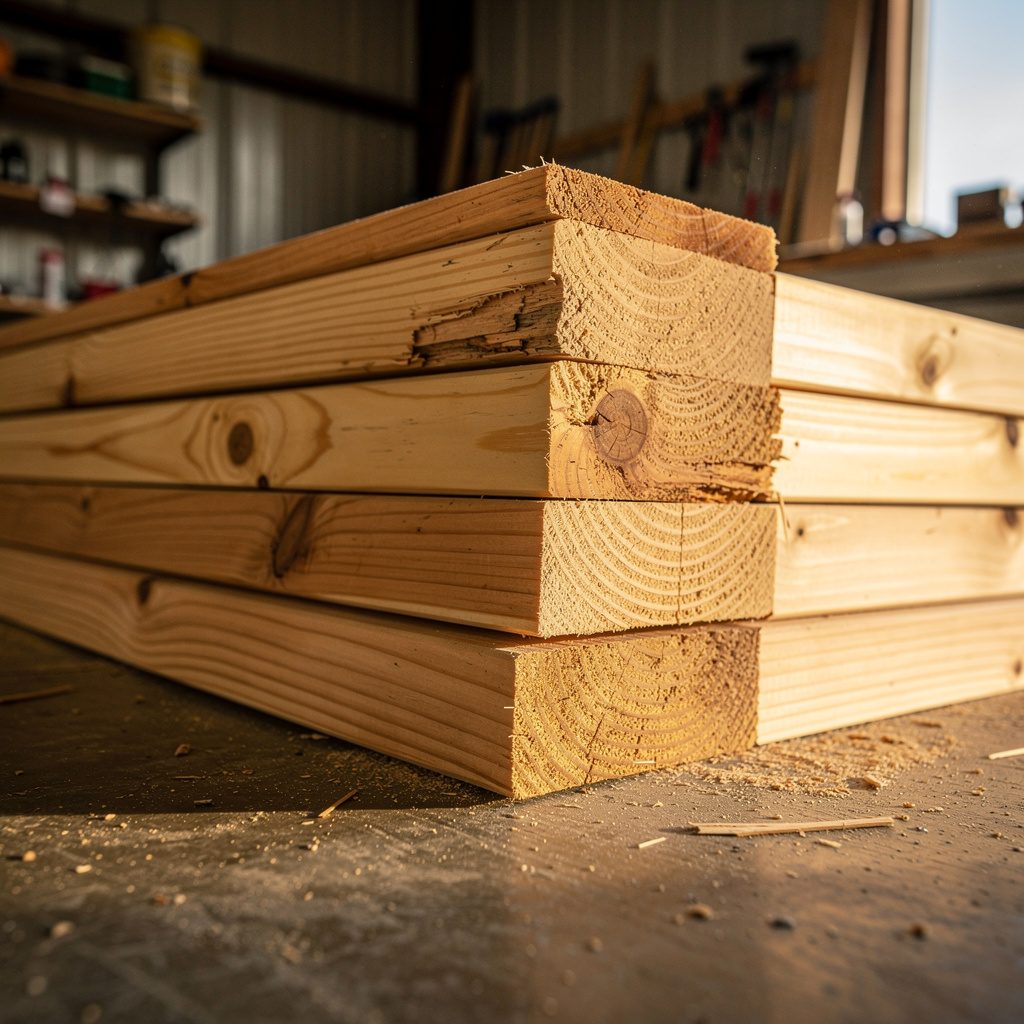 Stack of cedar boards ready for assembly